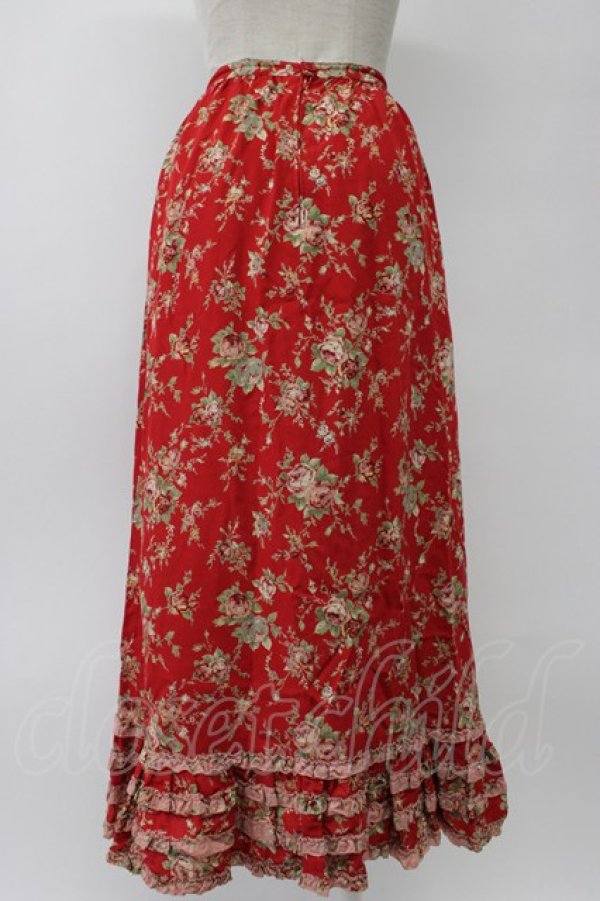 画像2: PINK HOUSE / オールドローズプリントスカート  赤Ｘ緑 T-26-02-08-021-LO-SK-SA-ZT (2)