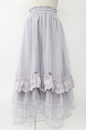 画像: axes femme / ローズ付ドレープチュールスカート  ラベンダー T-26-02-08-022-AX-SK-SA-ZT