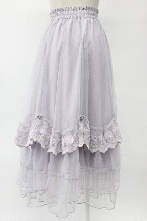 画像2: axes femme / ローズ付ドレープチュールスカート  ラベンダー T-26-02-08-022-AX-SK-SA-ZT (2)