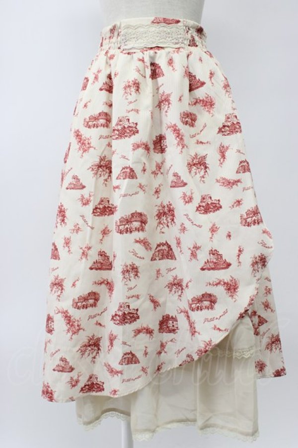 画像1: axes femme / ヌーベルジュイ柄スカート  アイボリーＸ赤 T-26-02-08-023-0-SK-SA-ZT (1)