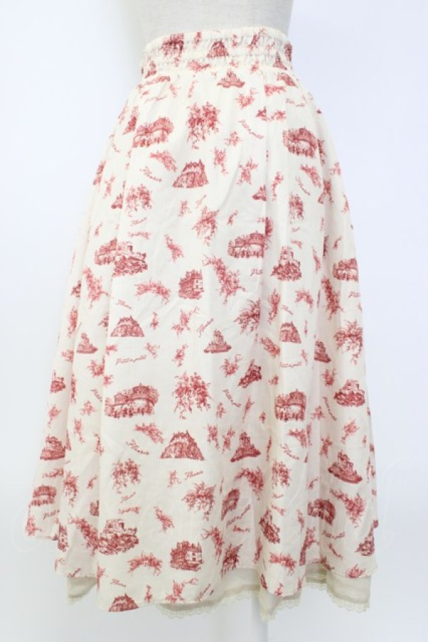 画像2: axes femme / ヌーベルジュイ柄スカート  アイボリーＸ赤 T-26-02-08-023-0-SK-SA-ZT (2)