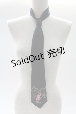 画像: MAM / 音符刺繍ネクタイ  黒Ｘピンク T-26-02-10-030-LO-ZA-SA-ZT575F005