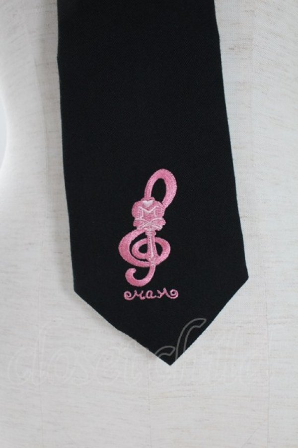 画像2: MAM / 音符刺繍ネクタイ  黒Ｘピンク T-26-02-10-030-LO-ZA-SA-ZT (2)