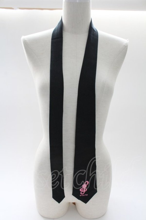 画像3: MAM / 音符刺繍ネクタイ  黒Ｘピンク T-26-02-10-030-LO-ZA-SA-ZT (3)