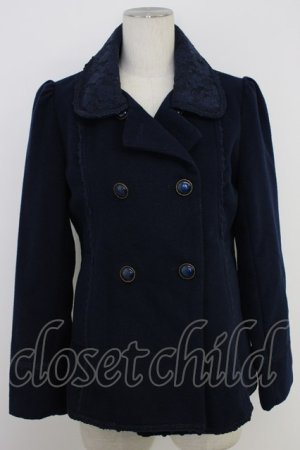 画像: axes femme / レースカラーショートコート  ネイビー T-26-02-10-004-AX-CO-IG-ZT