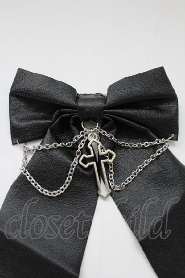 画像3: LOLITAその他(お買取対象外) / チェーンクロスリボンクリップ  黒Ｘシルバー T-26-02-10-034-LO-AC-SA-ZT (3)