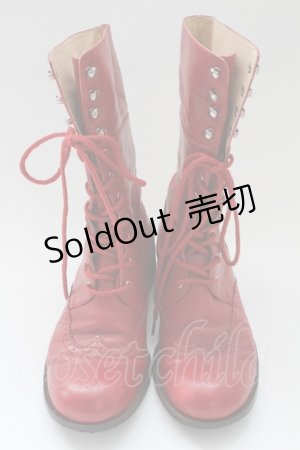 画像: PINK HOUSE / 編み上げブーツ L レッド T-26-02-10-036-LO-SH-SA-ZT