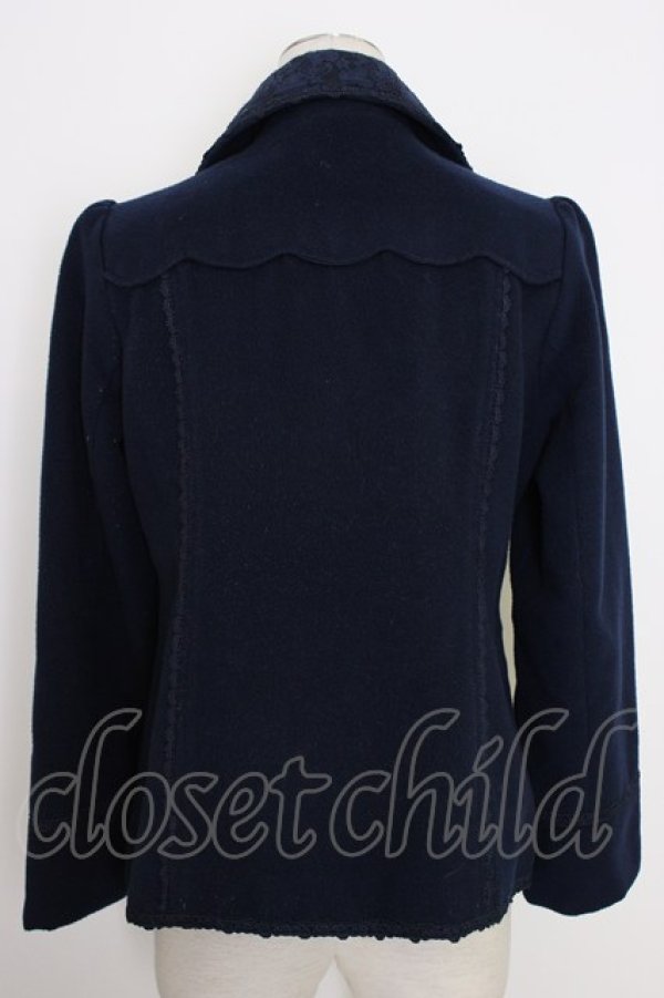 画像2: axes femme / レースカラーショートコート  ネイビー T-26-02-10-004-AX-CO-IG-ZT (2)