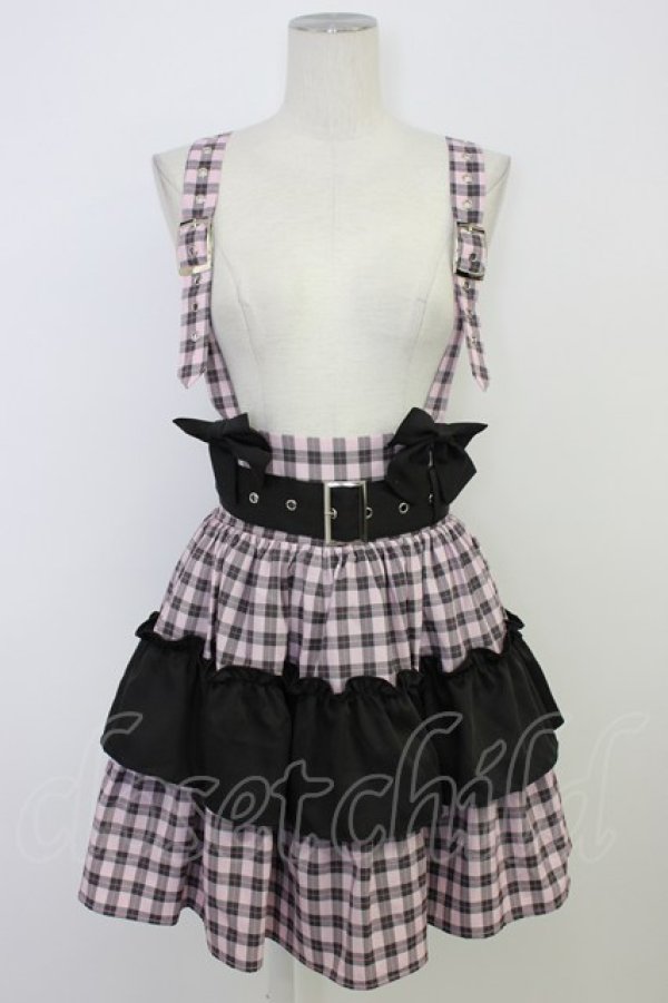 画像1: Ank Rouge / Be mqin サス付きティアードスカート M ピンク T-26-02-10-007-CA-SK-SA-ZT (1)