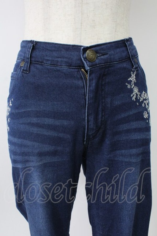 画像3: axes femme / 薔薇刺繍パンツ S インディゴ T-26-02-10-009-AX-PA-IG-ZT (3)