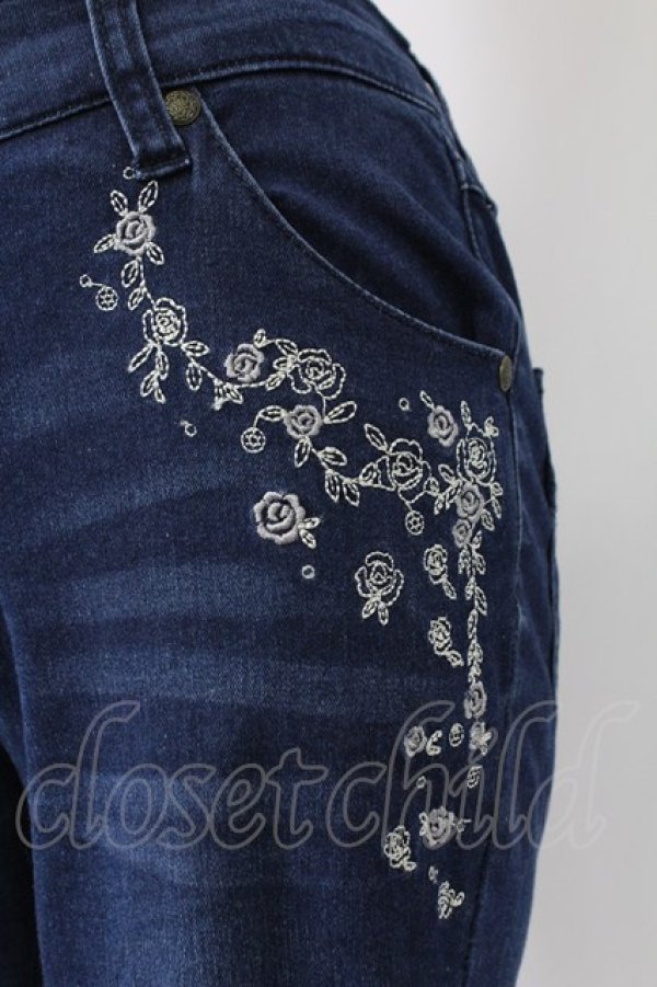 画像5: axes femme / 薔薇刺繍パンツ S インディゴ T-26-02-10-009-AX-PA-IG-ZT (5)