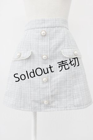 画像: Ank Rouge / ツイードパールボタンスカート  グレーＸ白 T-26-02-15-032-CA-SK-SA-ZT