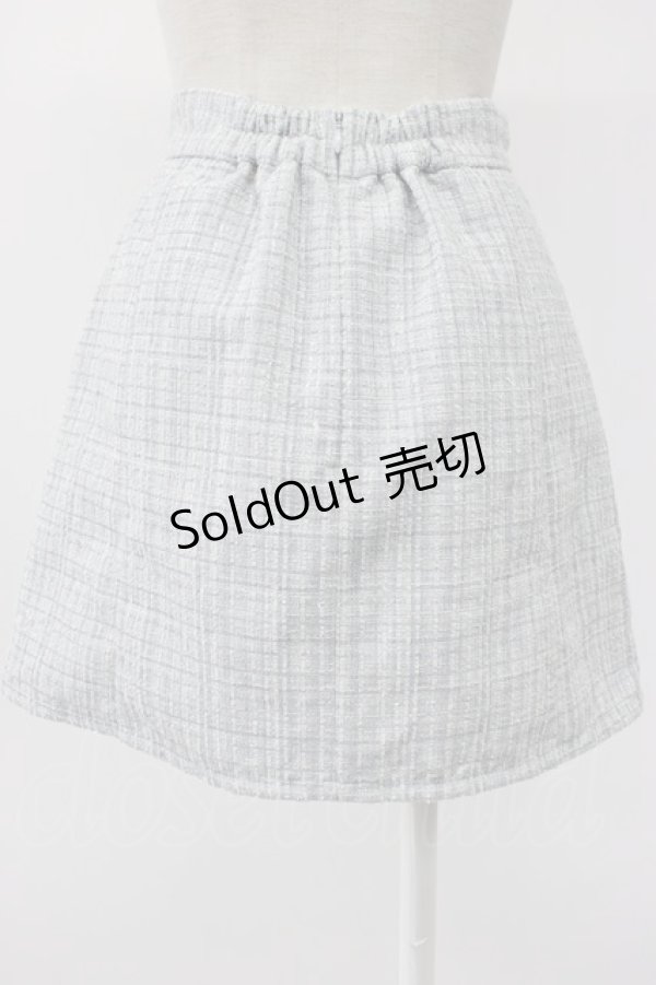 画像2: Ank Rouge / ツイードパールボタンスカート  グレーＸ白 T-26-02-15-032-CA-SK-SA-ZT (2)