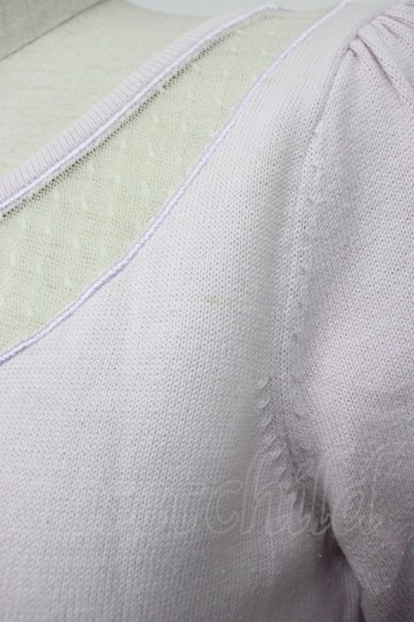 画像4: Ank Rouge / 襟型チュール型抜き長袖ニットトップス M ラベンダー T-26-02-15-035-CA-TO-HR-ZT (4)