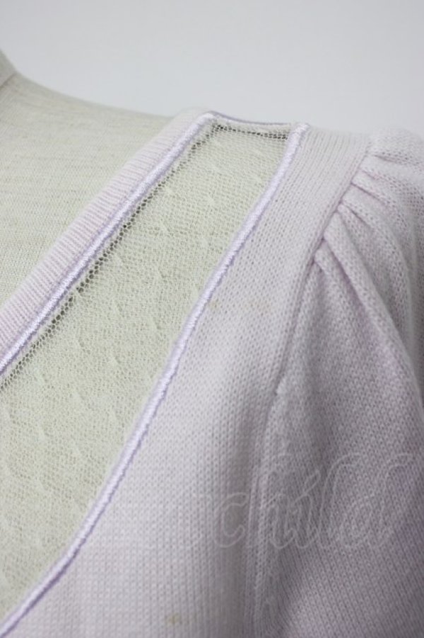 画像5: Ank Rouge / 襟型チュール型抜き長袖ニットトップス M ラベンダー T-26-02-15-035-CA-TO-HR-ZT (5)