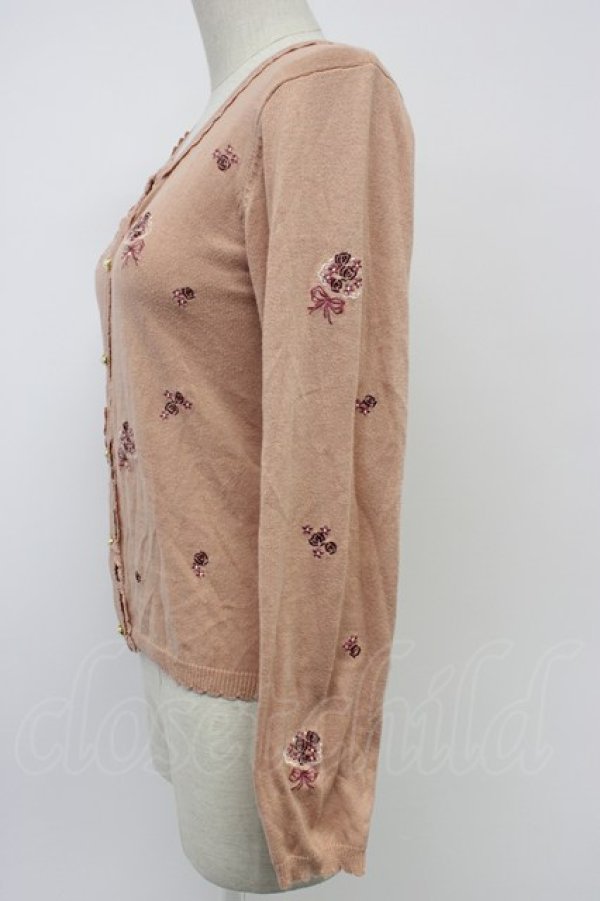 画像3: axes femme / ブーケ刺繍カーディガン M サーモン T-26-02-15-036-AX-TO-SA-ZT (3)