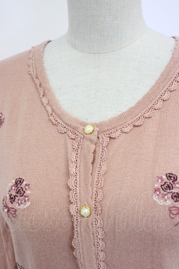 画像4: axes femme / ブーケ刺繍カーディガン M サーモン T-26-02-15-036-AX-TO-SA-ZT (4)