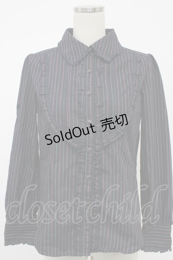 画像1: axes femme / タイ付きストライプブラウス  ネイビー T-26-02-15-037-AX-BL-SA-ZT (1)