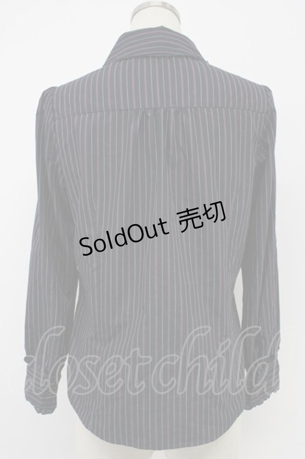 画像2: axes femme / タイ付きストライプブラウス  ネイビー T-26-02-15-037-AX-BL-SA-ZT (2)