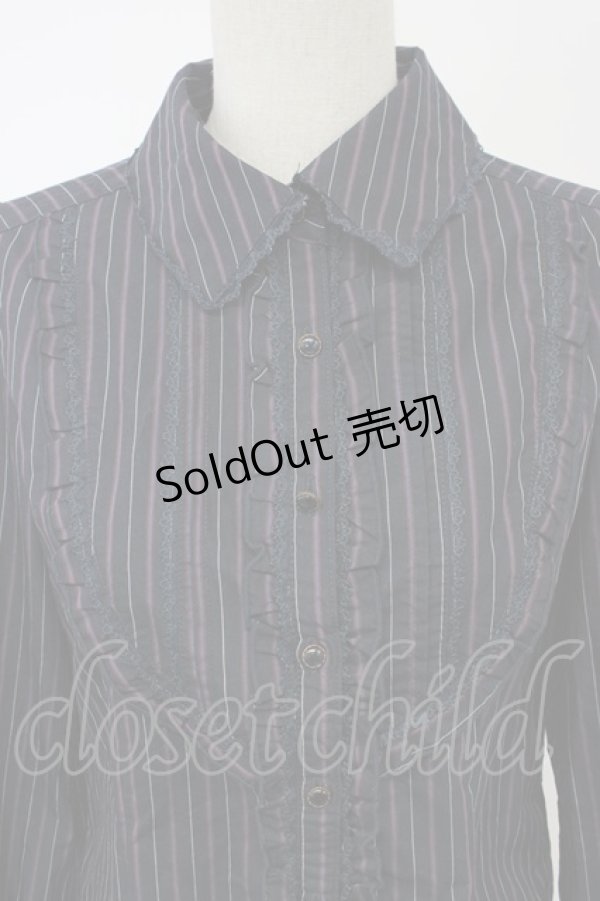 画像3: axes femme / タイ付きストライプブラウス  ネイビー T-26-02-15-037-AX-BL-SA-ZT (3)