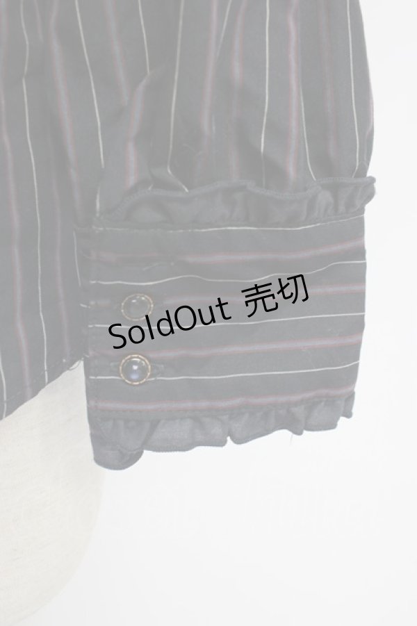 画像4: axes femme / タイ付きストライプブラウス  ネイビー T-26-02-15-037-AX-BL-SA-ZT (4)