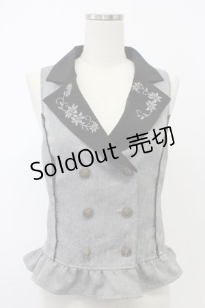 画像: axes femme / 花刺繍レースアップベスト  グレーＸ黒 T-26-02-15-038-AX-TO-SA-ZT542