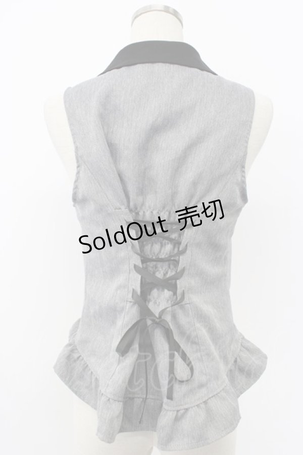 画像2: axes femme / 花刺繍レースアップベスト  グレーＸ黒 T-26-02-15-038-AX-TO-SA-ZT542 (2)