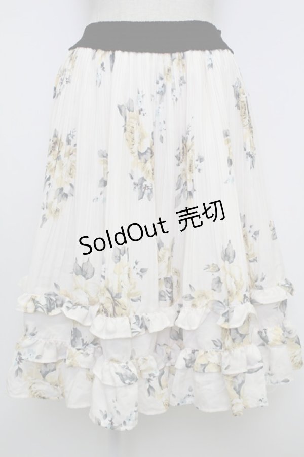 画像1: axes femme / 薔薇柄プリーツフリルスカート  キナリ T-26-02-15-005-AX-SK-SA-ZT555 (1)