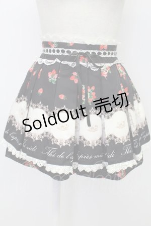 画像: Ank Rouge / aftanoon tea printスカパン  黒 T-26-02-15-008-CA-PA-SA-ZT