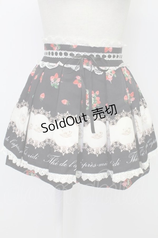 画像1: Ank Rouge / aftanoon tea printスカパン  黒 T-26-02-15-008-CA-PA-SA-ZT (1)