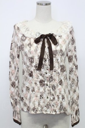 画像: Ank Rouge / トランプ柄長袖ブラウス M ピンク T-26-02-15-009-CA-BL-SA-ZT