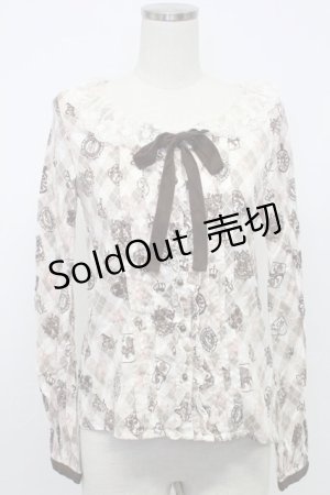 画像: Ank Rouge / トランプ柄長袖ブラウス M ピンク T-26-02-15-009-CA-BL-SA-ZT543