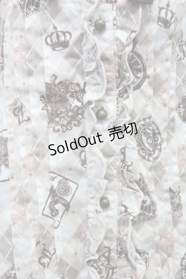 画像5: Ank Rouge / トランプ柄長袖ブラウス M ピンク T-26-02-15-009-CA-BL-SA-ZT543 (5)