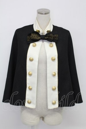 画像: ALICE and the PIRATES / にゃんこポイントケープマント  黒Ｘ白 T-26-02-15-011-PA-JA-SA-ZT