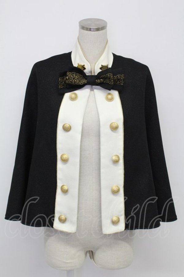 画像1: ALICE and the PIRATES / にゃんこポイントケープマント  黒Ｘ白 T-26-02-15-011-PA-JA-SA-ZT (1)