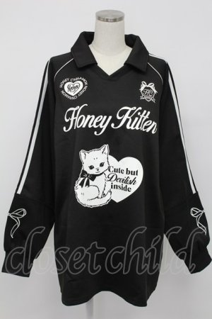 画像: Honey Cinnamon / Honey Kitten袖ラインユニフォームトップス  黒Ｘ白 T-26-02-15-012-LO-JA-SA-ZT