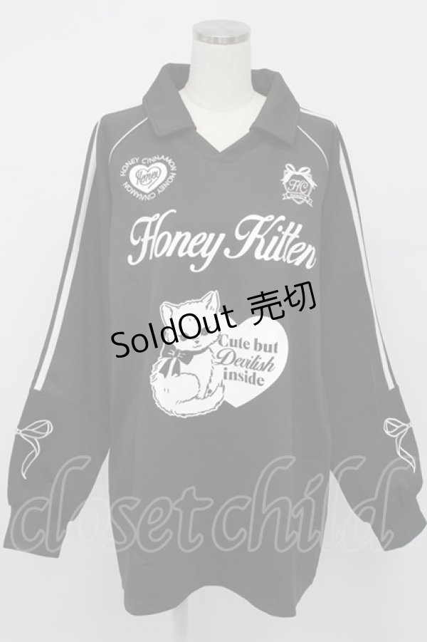 画像1: Honey Cinnamon / Honey Kitten袖ラインユニフォームトップス  黒Ｘ白 T-26-02-15-012-LO-JA-SA-ZT548 (1)