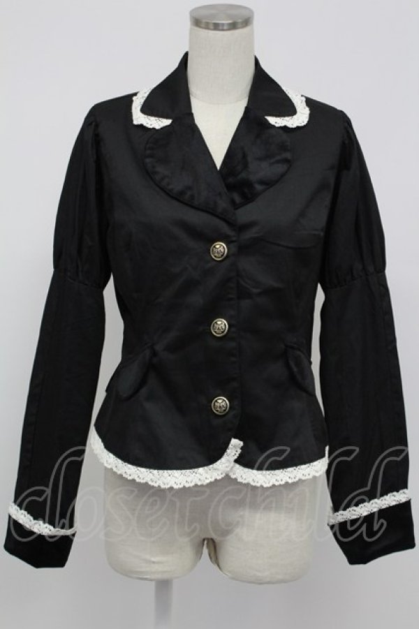 画像1: Eri Aino's collaboration / ツイル*ベロアジャケット LL 黒Ｘ白 T-26-02-15-013-PU-JA-SA-ZT (1)