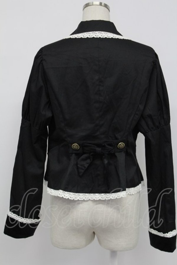 画像2: Eri Aino's collaboration / ツイル*ベロアジャケット LL 黒Ｘ白 T-26-02-15-013-PU-JA-SA-ZT (2)