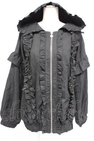 画像: Honey Cinnamon / フリルリボンジップアップ  黒 T-26-02-15-017-LO-JA-SA-ZT