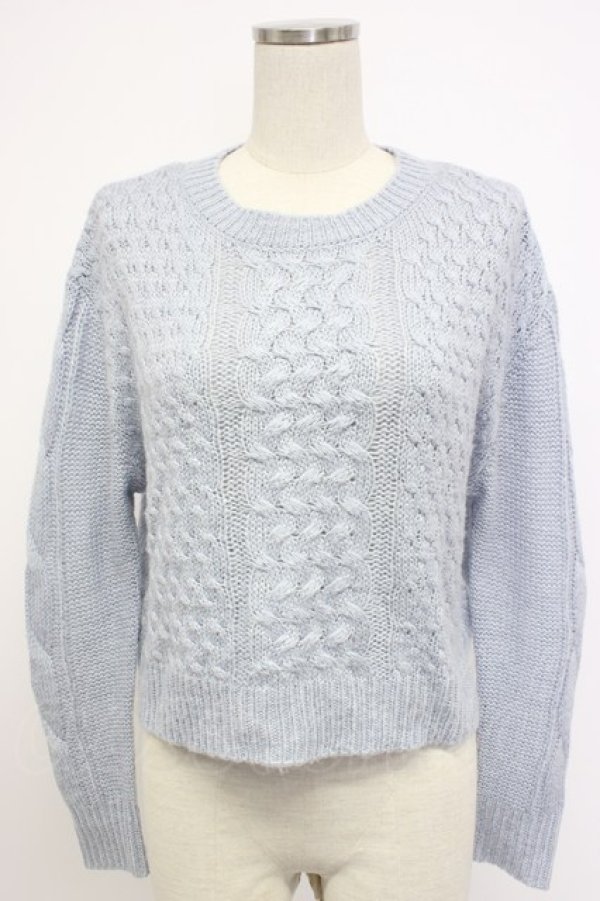 画像1: Ank Rouge / ショート丈ニットトップス M サックス T-26-02-15-018-CA-TO-SA-ZT (1)