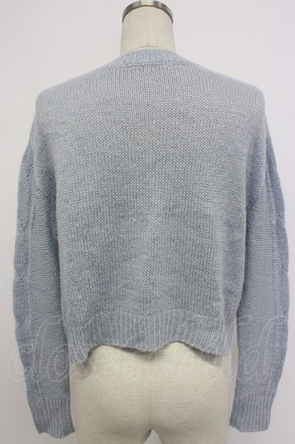 画像2: Ank Rouge / ショート丈ニットトップス M サックス T-26-02-15-018-CA-TO-SA-ZT (2)