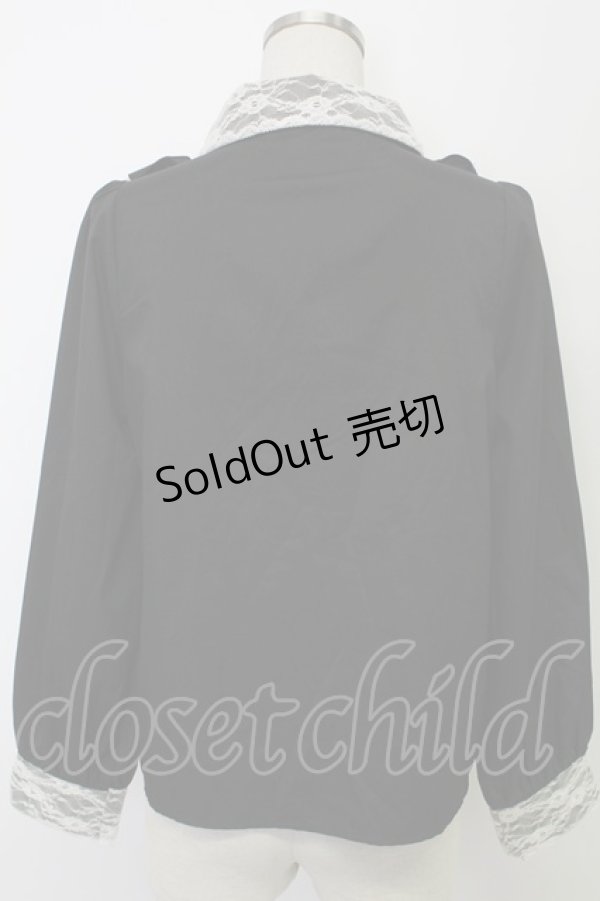 画像2: majoretty / レースフリル長袖ブラウス  黒Ｘ白 T-26-02-15-002-GO-BL-SA-ZT (2)