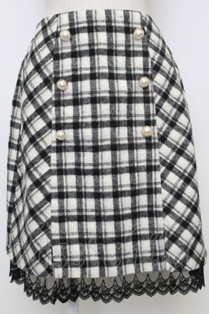 画像: axes femme POETIQUE / パールボタンチェックスカート  黒Ｘ白 T-26-02-15-026-AX-SK-SA-ZT