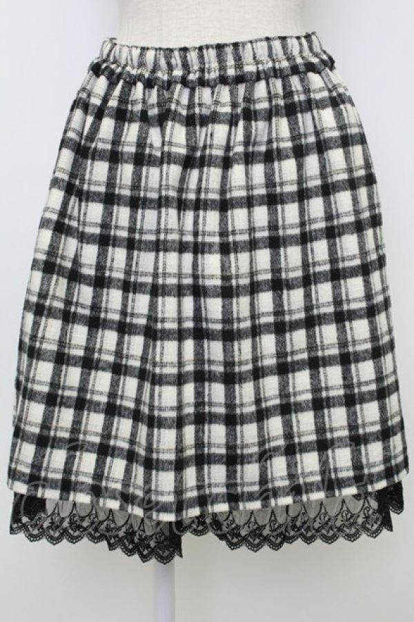 画像2: axes femme POETIQUE / パールボタンチェックスカート  黒Ｘ白 T-26-02-15-026-AX-SK-SA-ZT (2)