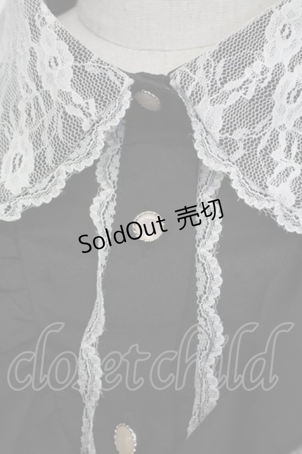 画像4: majoretty / レースフリル長袖ブラウス  黒Ｘ白 T-26-02-15-002-GO-BL-SA-ZT (4)