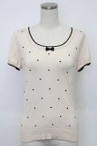 画像1: LODISPOTTO / 水玉半袖ニットトップス M ベージュ T-26-02-15-027-LO-TO-SA-ZT (1)