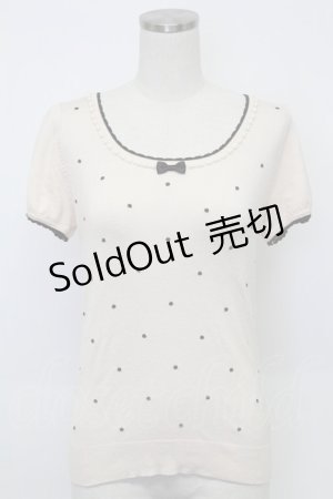 画像: LODISPOTTO / 水玉半袖ニットトップス M ベージュ T-26-02-15-027-LO-TO-SA-ZT