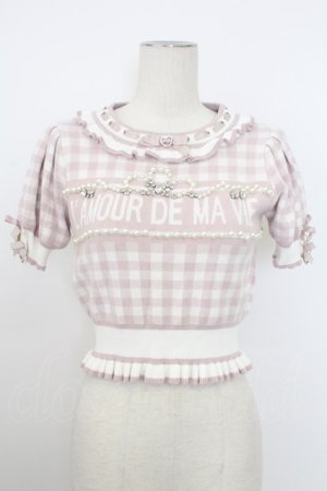 画像: LIZ LISA / ギンガムジャガードニットトップス 0 ピンク T-26-02-16-003-LO-TO-SA-ZT