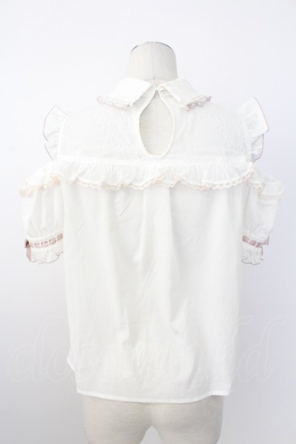 画像2: LIZ LISA / ハートリボンオフショル半袖ブラウス  白Ｘピンク T-26-02-16-005-LO-BL-SA-ZT (2)